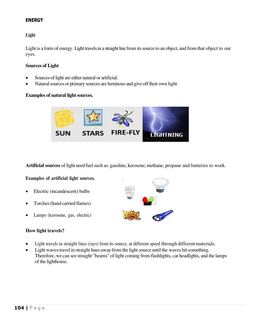Light as a form of energy (Science Notes p.105)