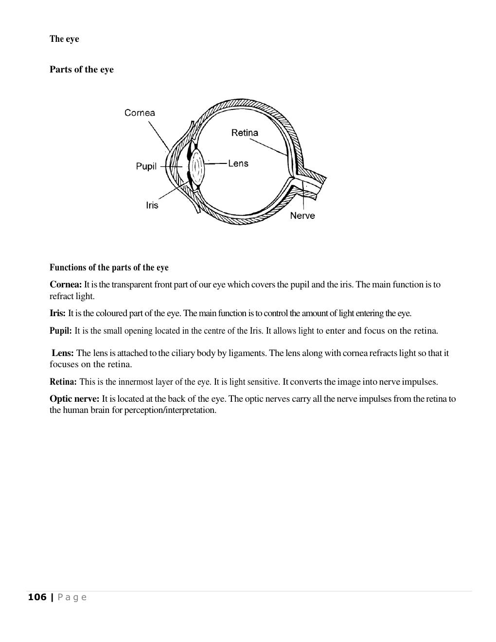 Parts of the eye (Science Notes p.107)