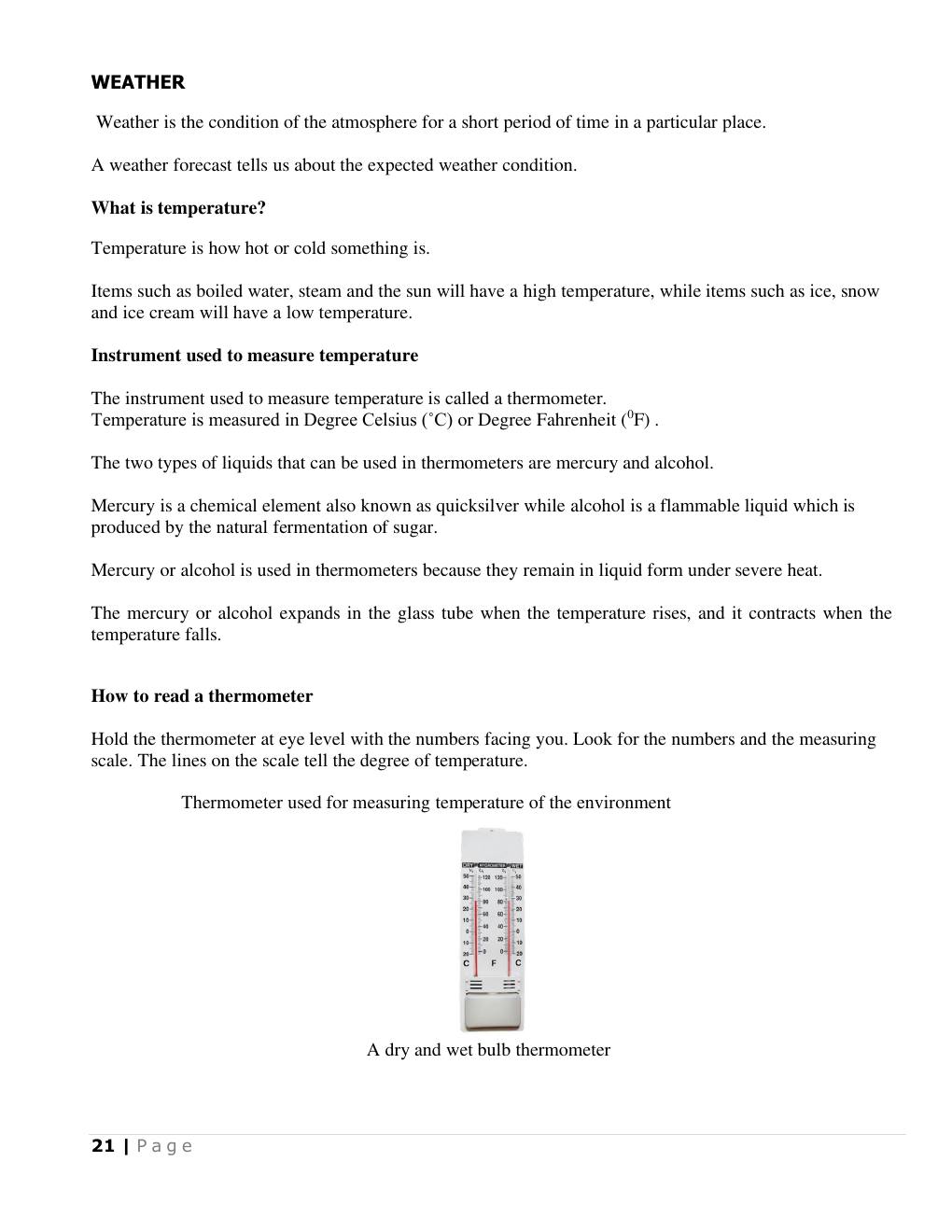 Weather and temperature (Science Notes p.22)