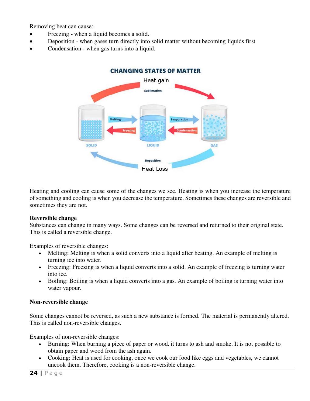 Reversible and non-reversible change (Science Notes p.25)