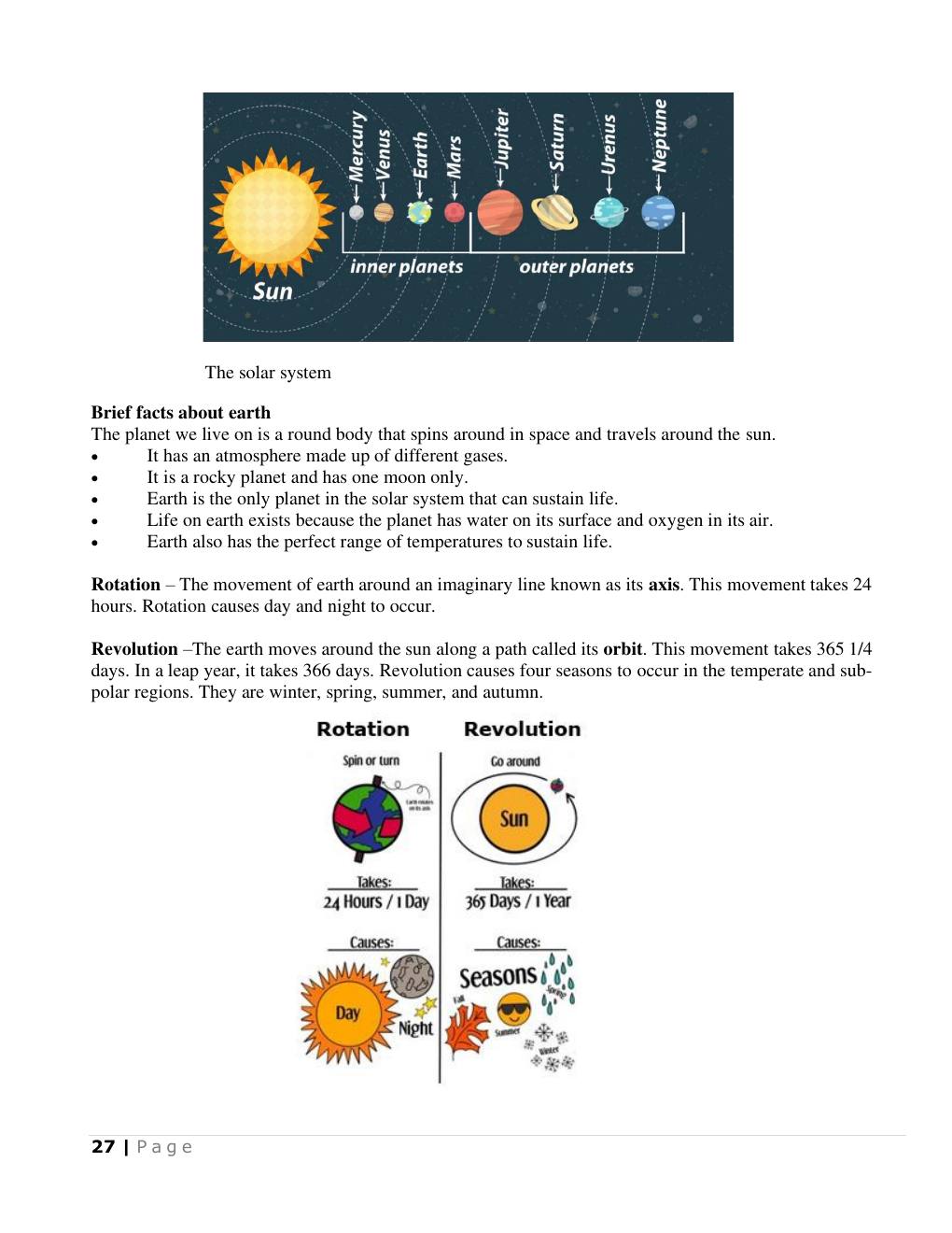 Earth, rotation and revolution (Science Notes p.28)