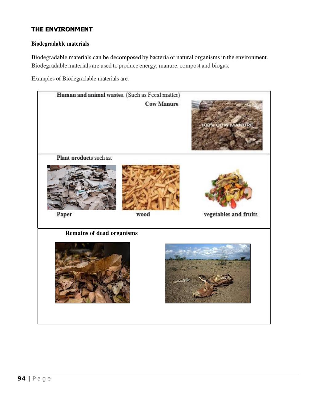 Biodegradable materials (Science Notes p.95)